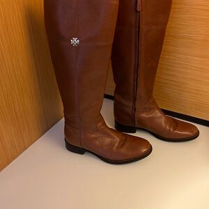 Tory Burch Brown Over the Knee Boots Smooth Leather